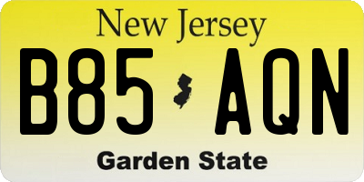 NJ license plate B85AQN