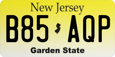 NJ license plate B85AQP