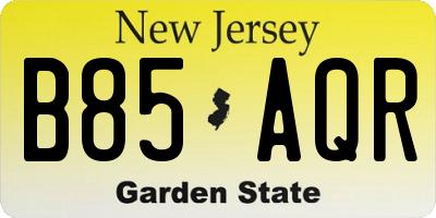 NJ license plate B85AQR