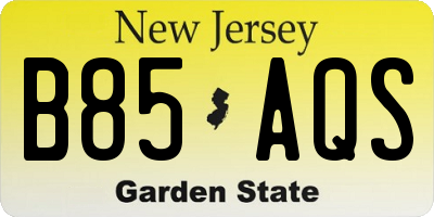 NJ license plate B85AQS