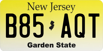 NJ license plate B85AQT