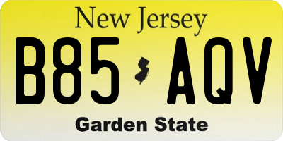 NJ license plate B85AQV
