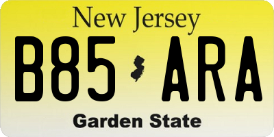 NJ license plate B85ARA