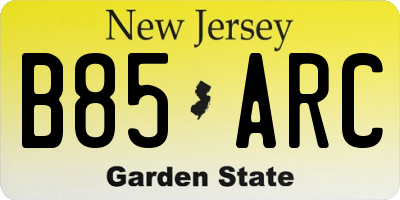 NJ license plate B85ARC