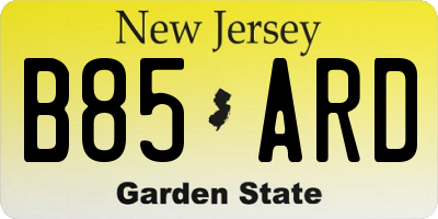 NJ license plate B85ARD