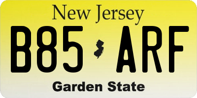 NJ license plate B85ARF