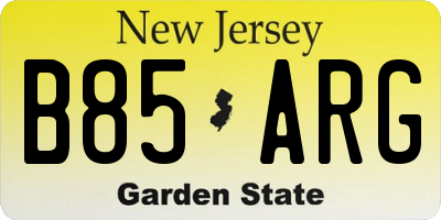 NJ license plate B85ARG