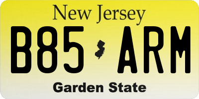NJ license plate B85ARM