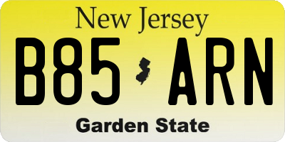 NJ license plate B85ARN