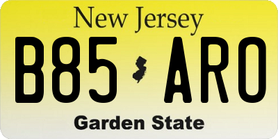 NJ license plate B85ARO