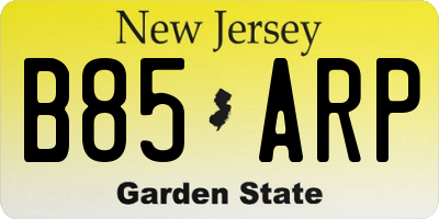 NJ license plate B85ARP
