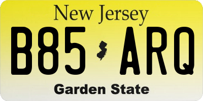NJ license plate B85ARQ