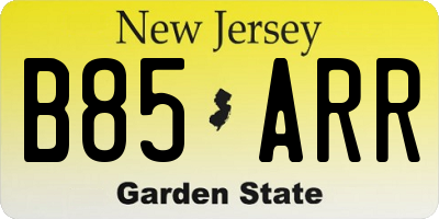 NJ license plate B85ARR