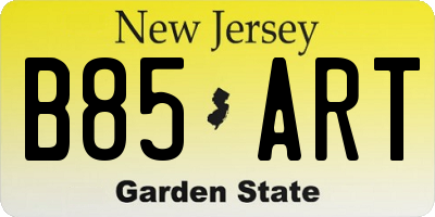 NJ license plate B85ART