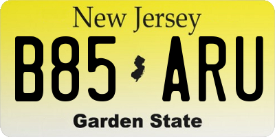 NJ license plate B85ARU