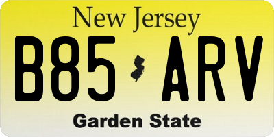 NJ license plate B85ARV