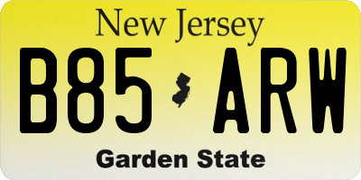NJ license plate B85ARW