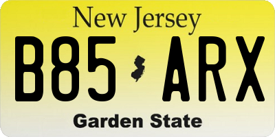 NJ license plate B85ARX