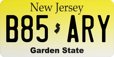 NJ license plate B85ARY