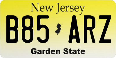 NJ license plate B85ARZ
