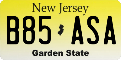 NJ license plate B85ASA