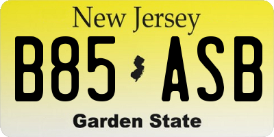 NJ license plate B85ASB