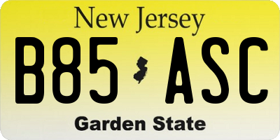 NJ license plate B85ASC