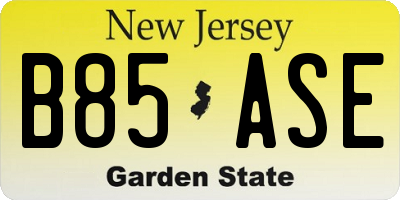 NJ license plate B85ASE