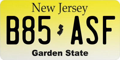 NJ license plate B85ASF