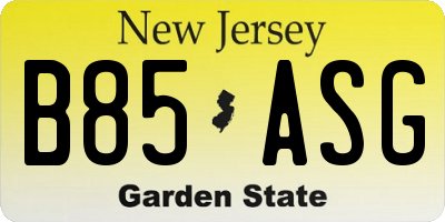 NJ license plate B85ASG
