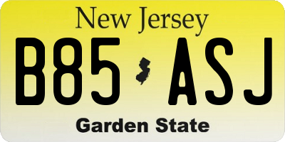 NJ license plate B85ASJ
