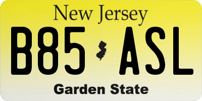 NJ license plate B85ASL