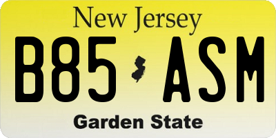 NJ license plate B85ASM