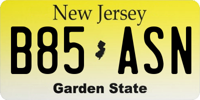 NJ license plate B85ASN
