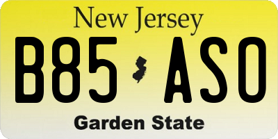 NJ license plate B85ASO