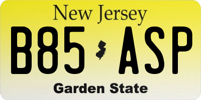 NJ license plate B85ASP