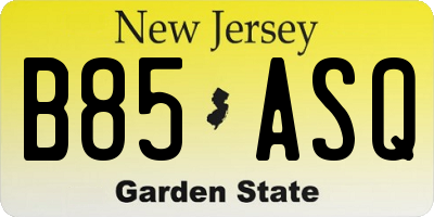 NJ license plate B85ASQ