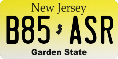 NJ license plate B85ASR