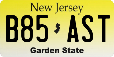 NJ license plate B85AST