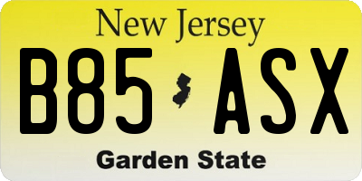 NJ license plate B85ASX