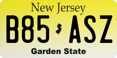 NJ license plate B85ASZ