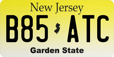 NJ license plate B85ATC