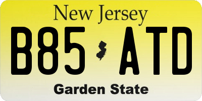 NJ license plate B85ATD