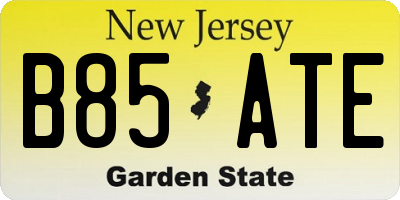 NJ license plate B85ATE