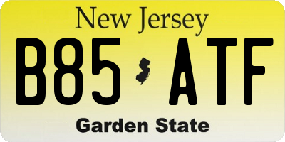 NJ license plate B85ATF
