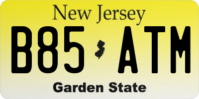 NJ license plate B85ATM