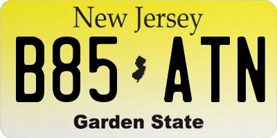 NJ license plate B85ATN