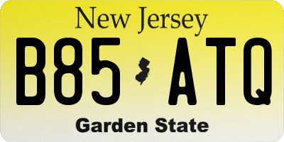 NJ license plate B85ATQ