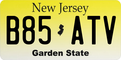 NJ license plate B85ATV