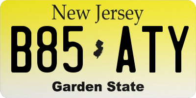 NJ license plate B85ATY